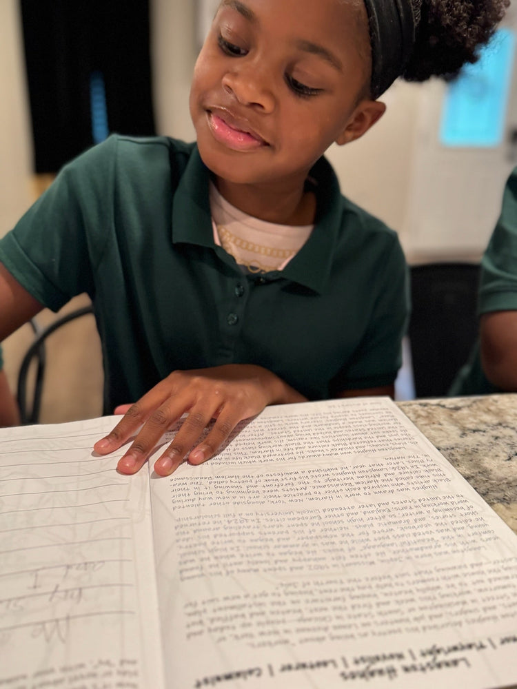 Girl joyfully completing an activity in Untold Stories of the Underground Railroad